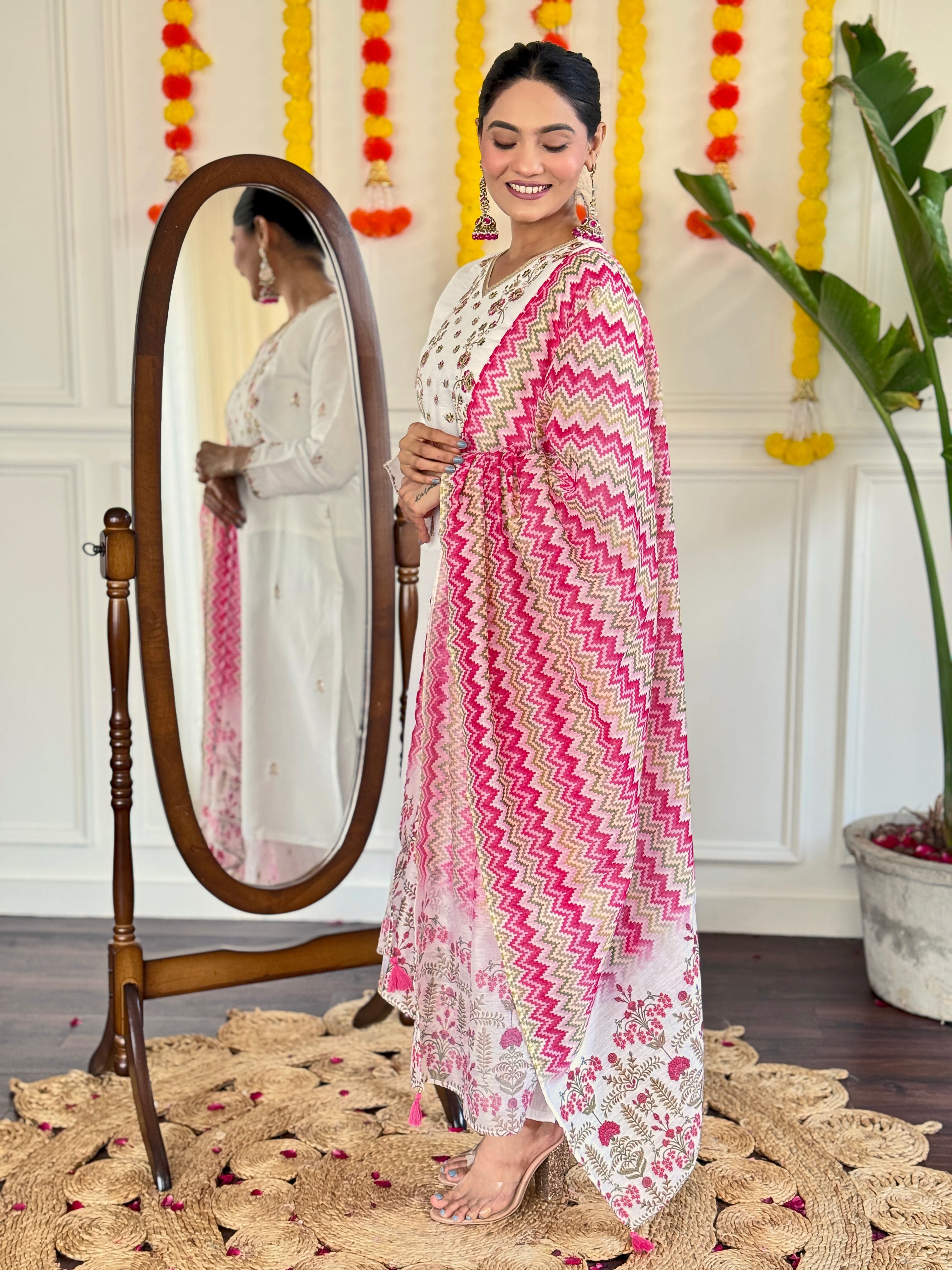 legant white and pink salwar suits