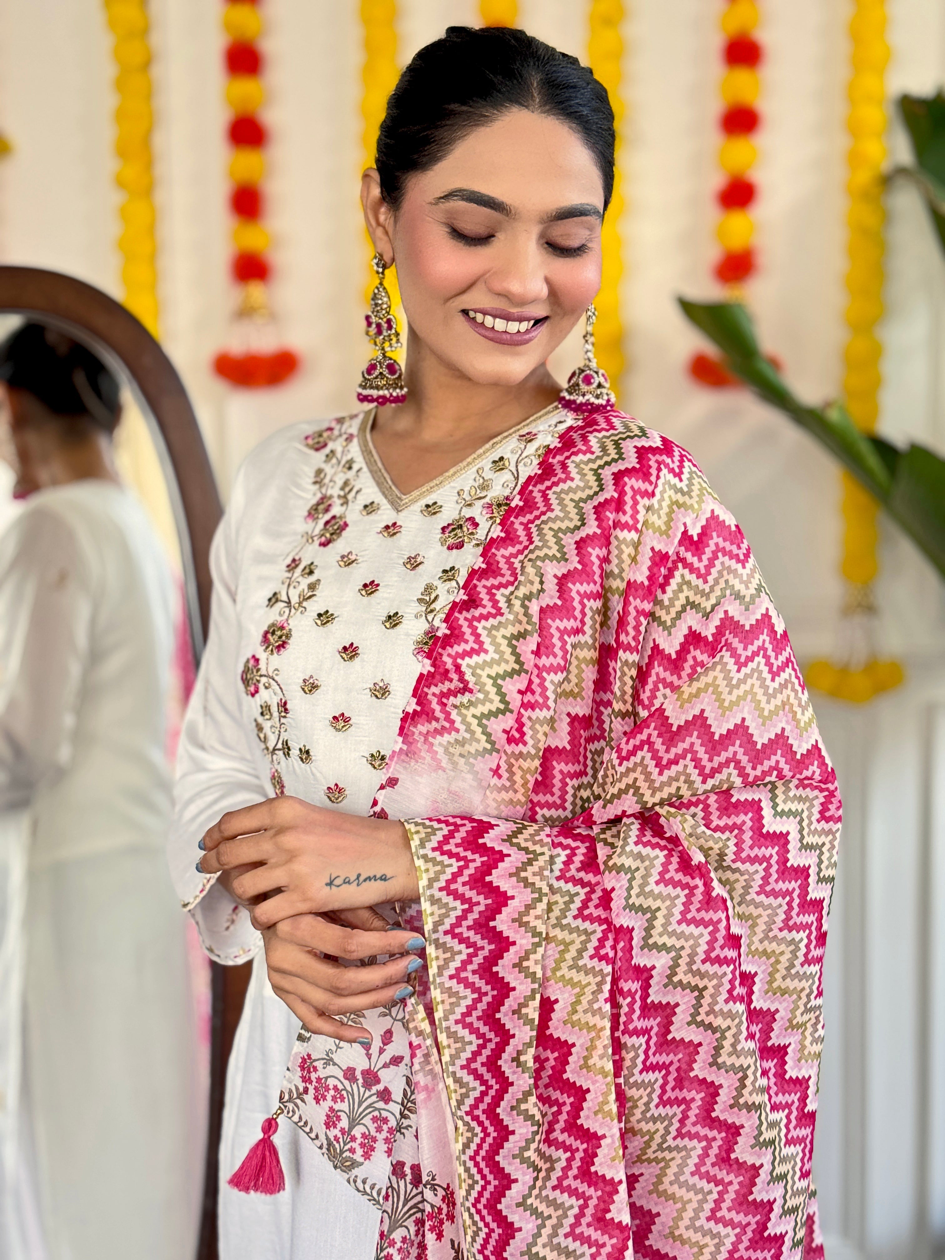 legant white and pink salwar suits