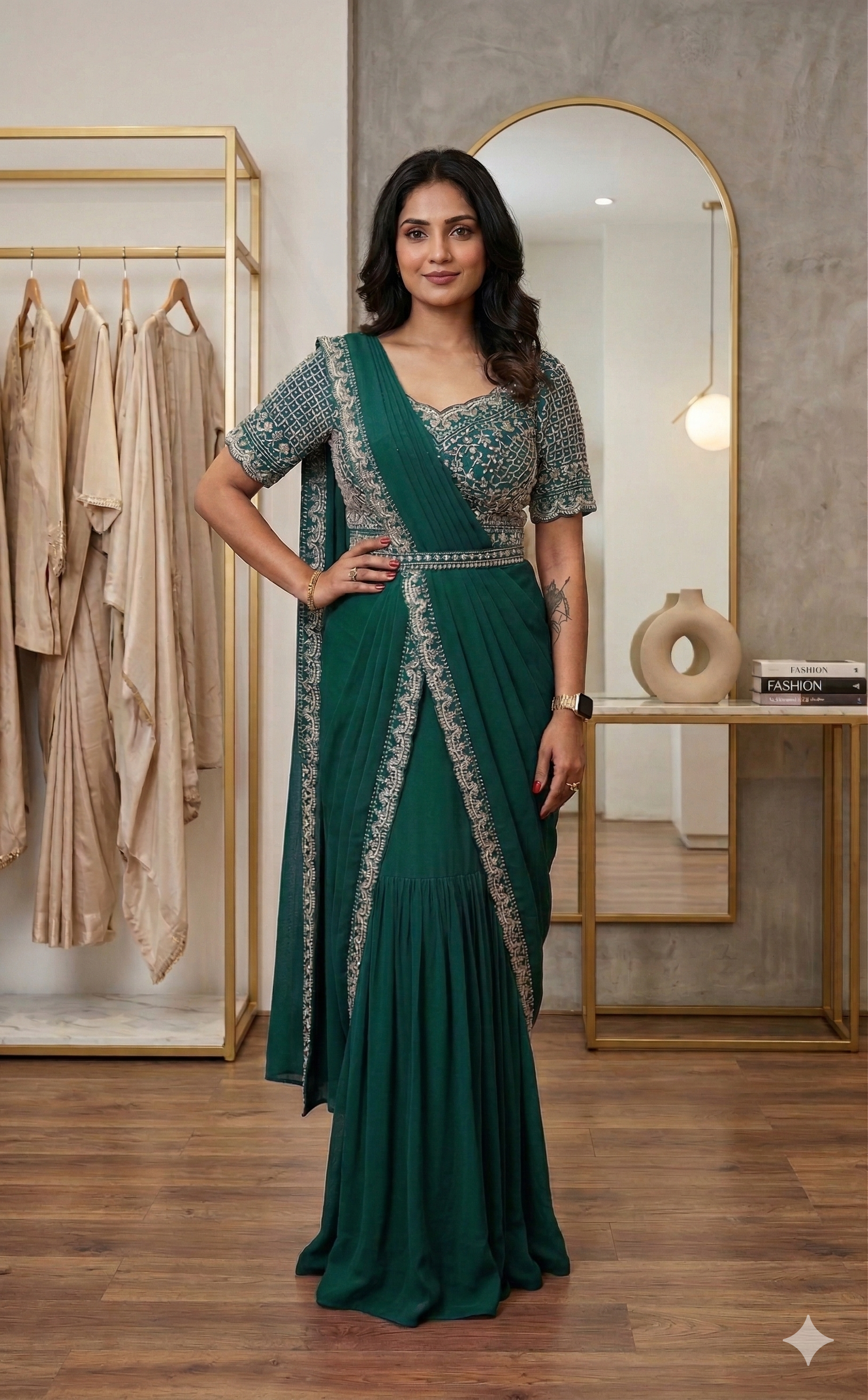 PARTY WEAR LAHENGA SAREE WITH STICH BLOUSE WITH EMBROIDERY WORK