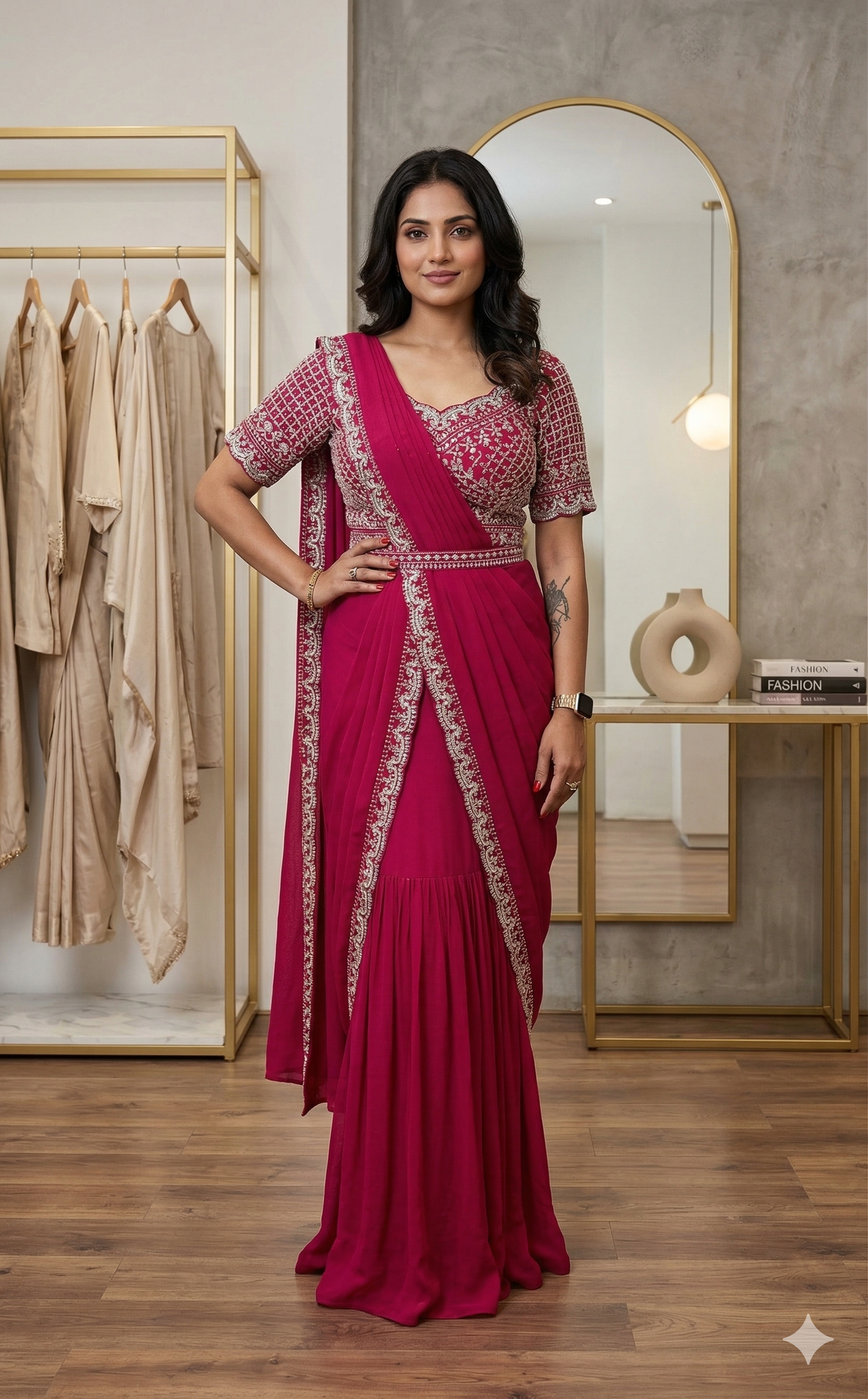 PARTY WEAR LAHENGA SAREE WITH STICH BLOUSE WITH EMBROIDERY WORK