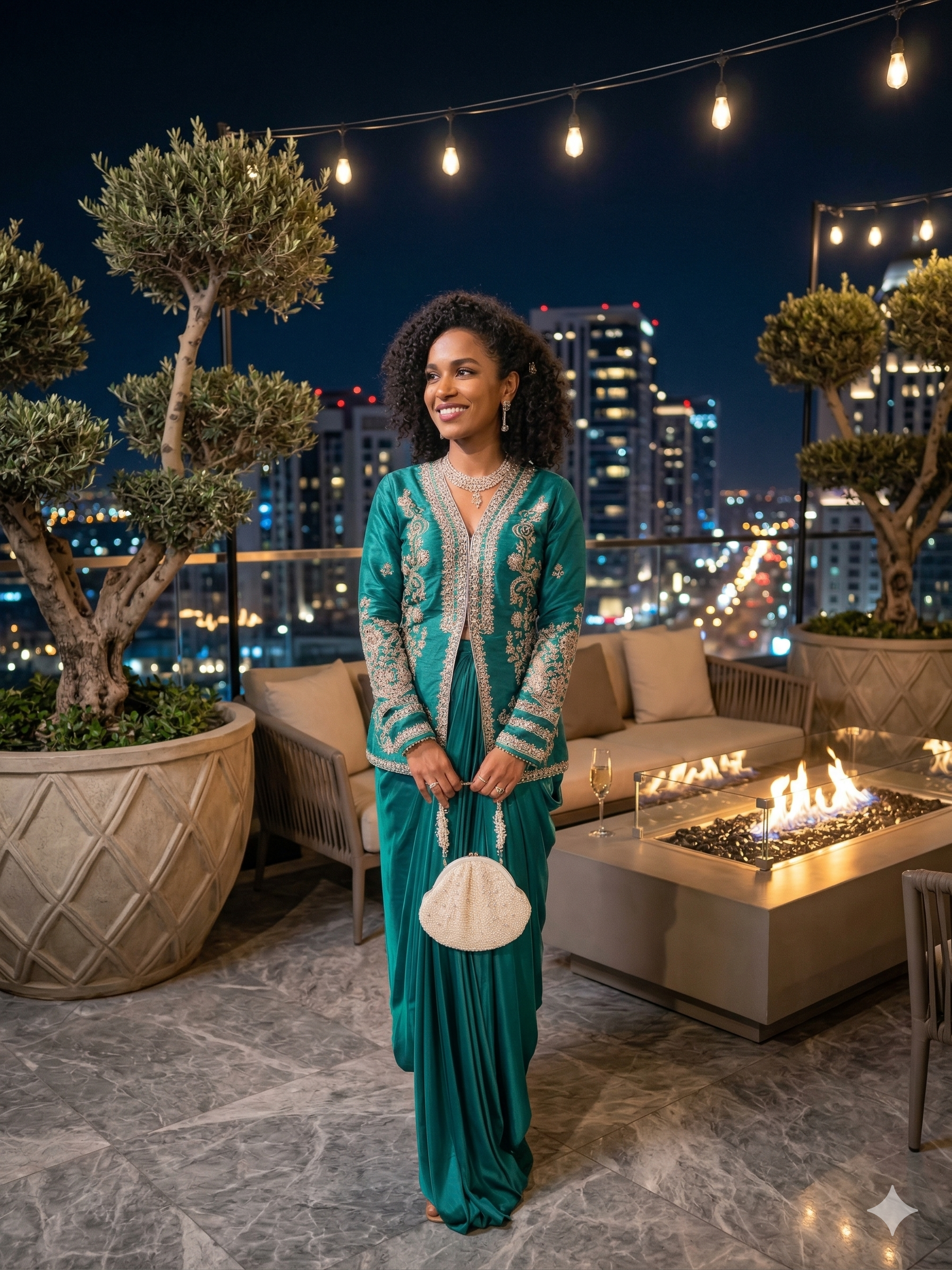 Indo-Western Pre-Draped Saree with Heavy Zari Work Jacket