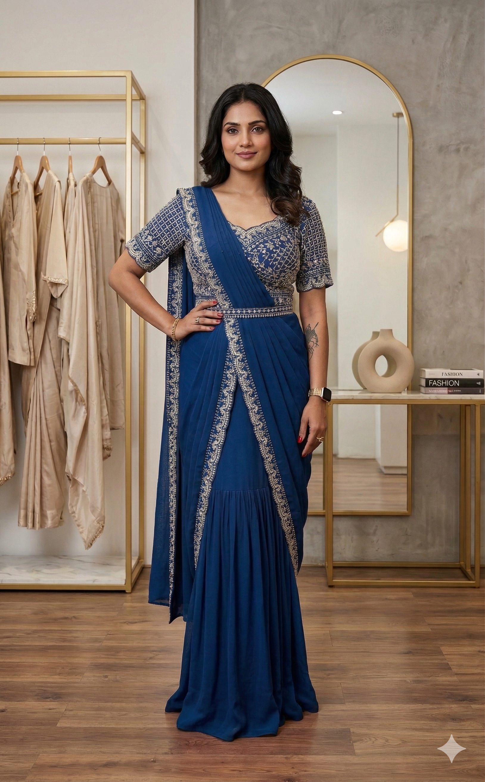 PARTY WEAR LAHENGA SAREE WITH STICH BLOUSE WITH EMBROIDERY WORK