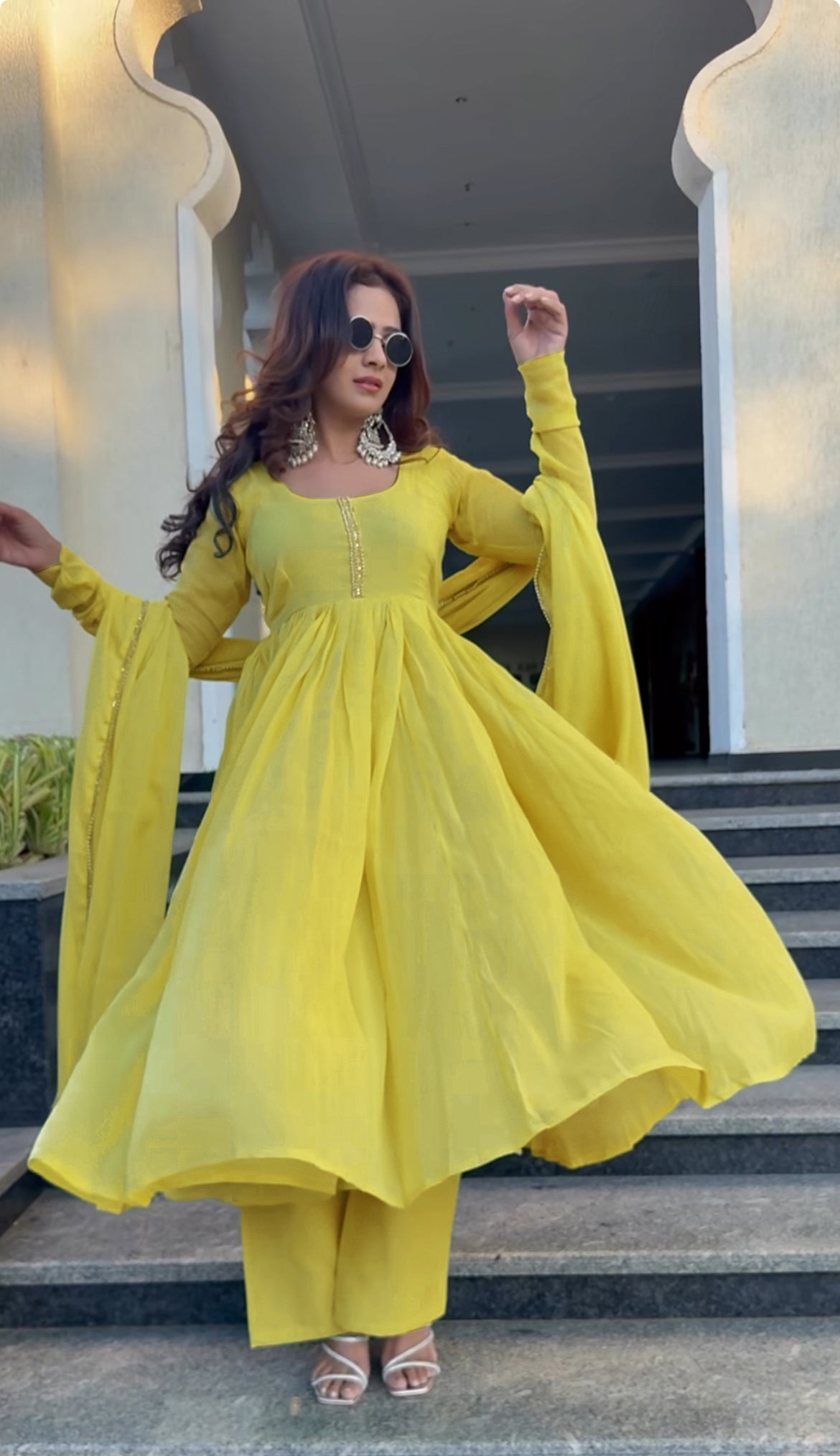 Brighten your wardrobe with this vibrant yellow round outfi
