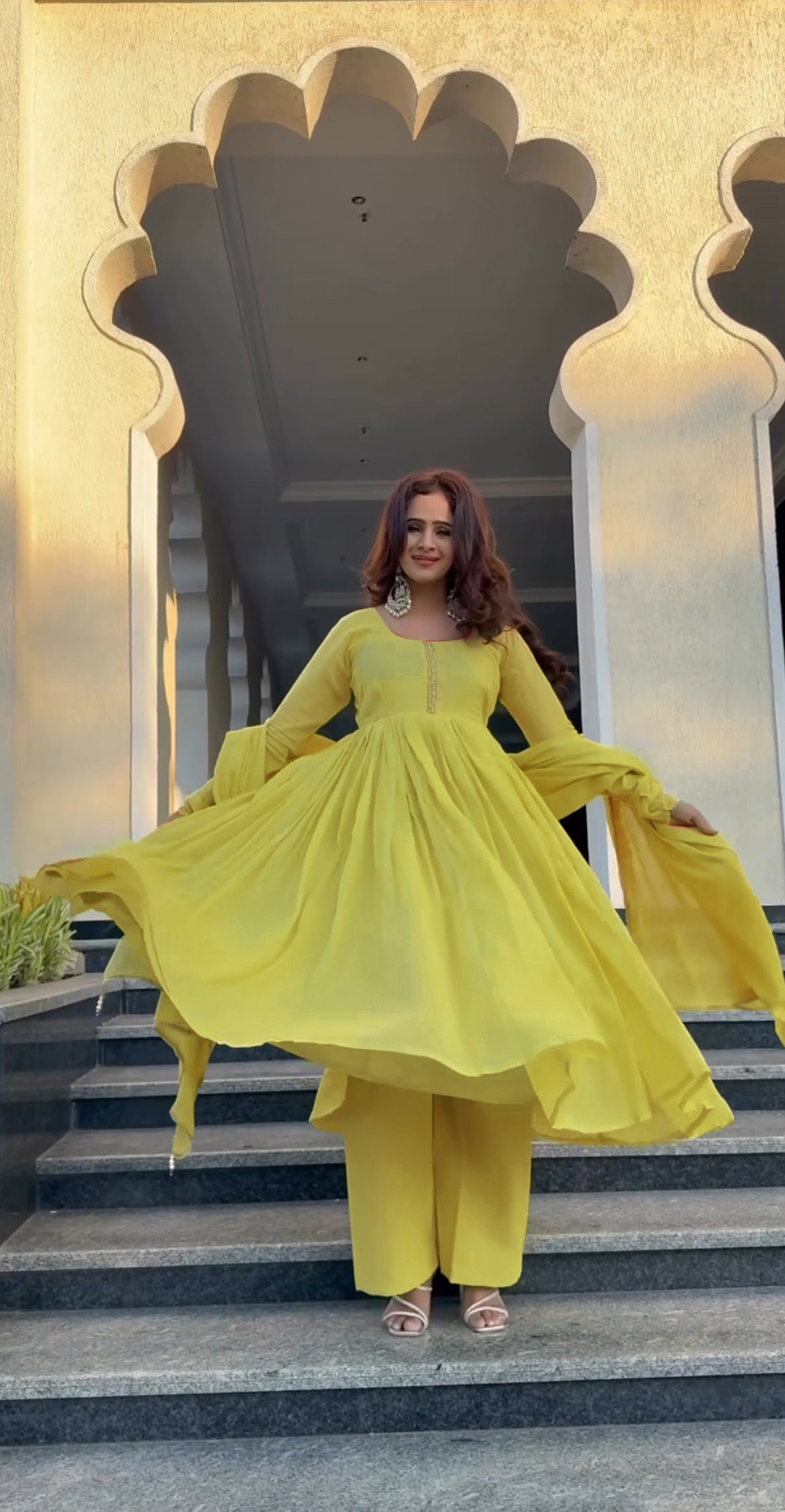 Brighten your wardrobe with this vibrant yellow round outfi
