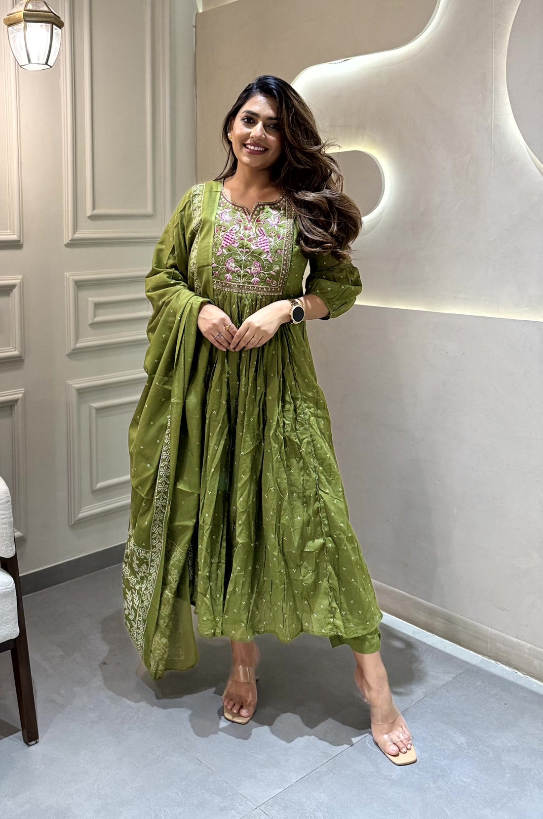 green traditional outfit 