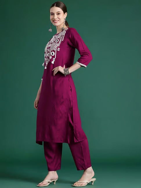 magenta salwar suit