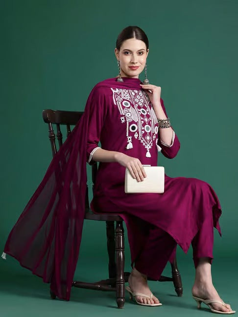 magenta salwar suit