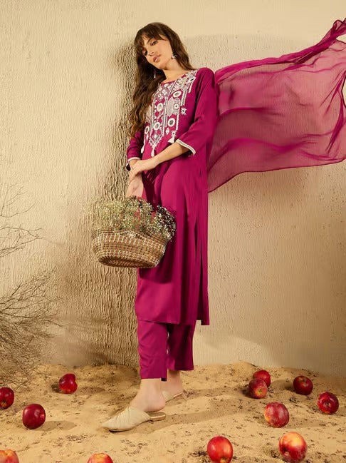 magenta salwar suit