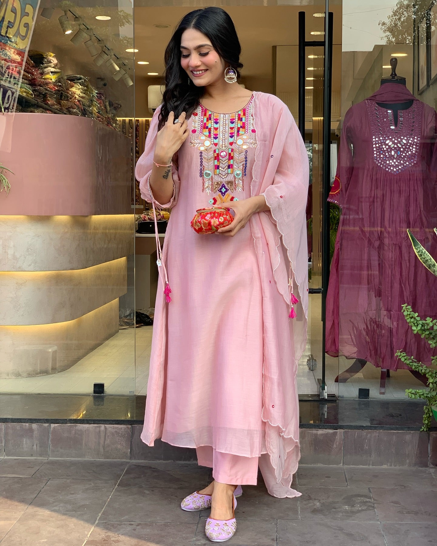 Woman in a pink traditional outfit 