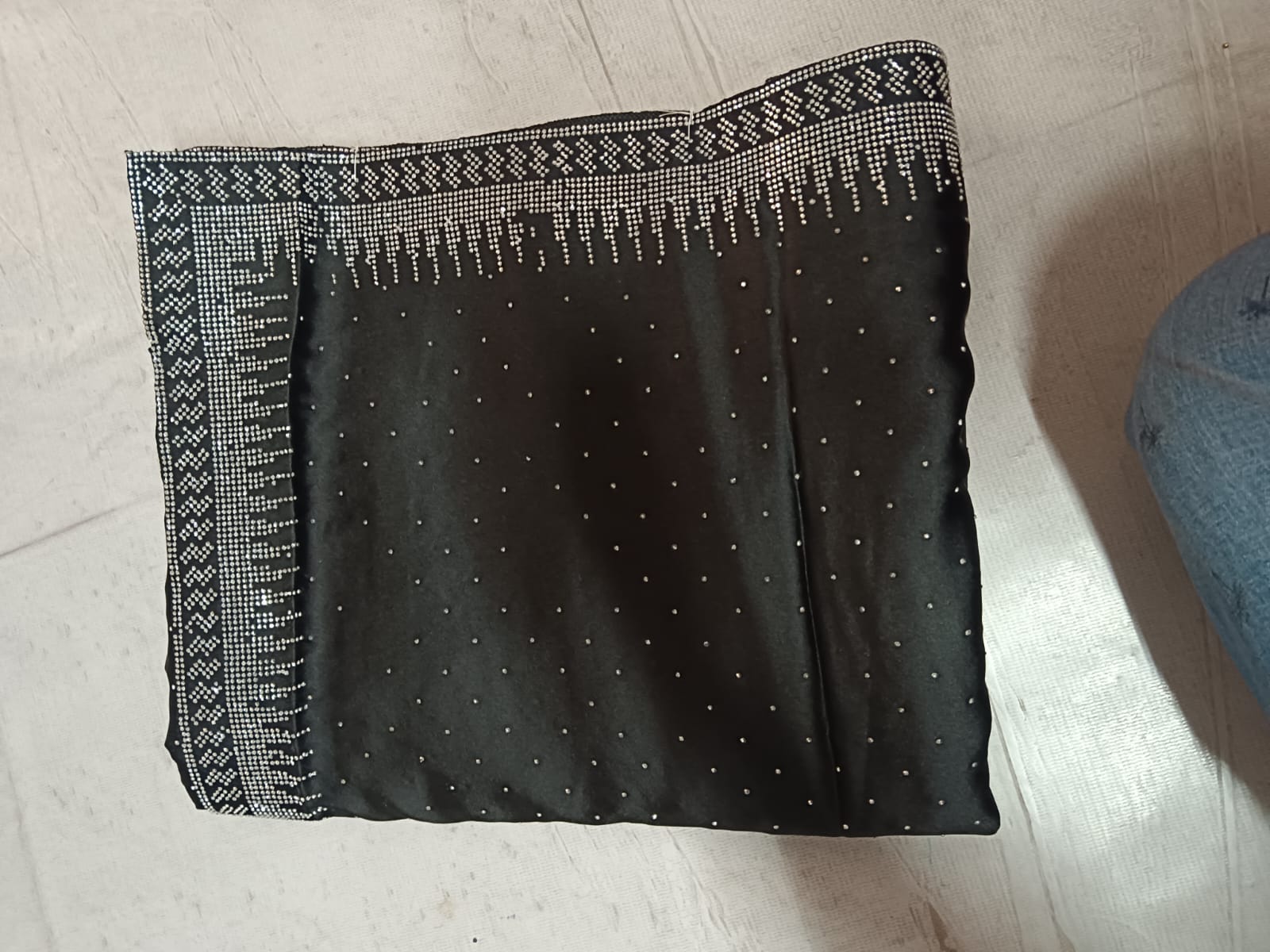 Premium Deep Teal Silk Saree with Intricate Gold Zari Embroidery and Heavy Zarkan Diamond Work.