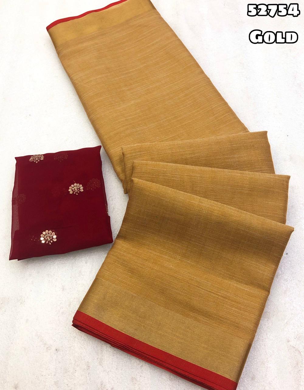 tissue silk saree contrasts gold zari weaving border with tussle