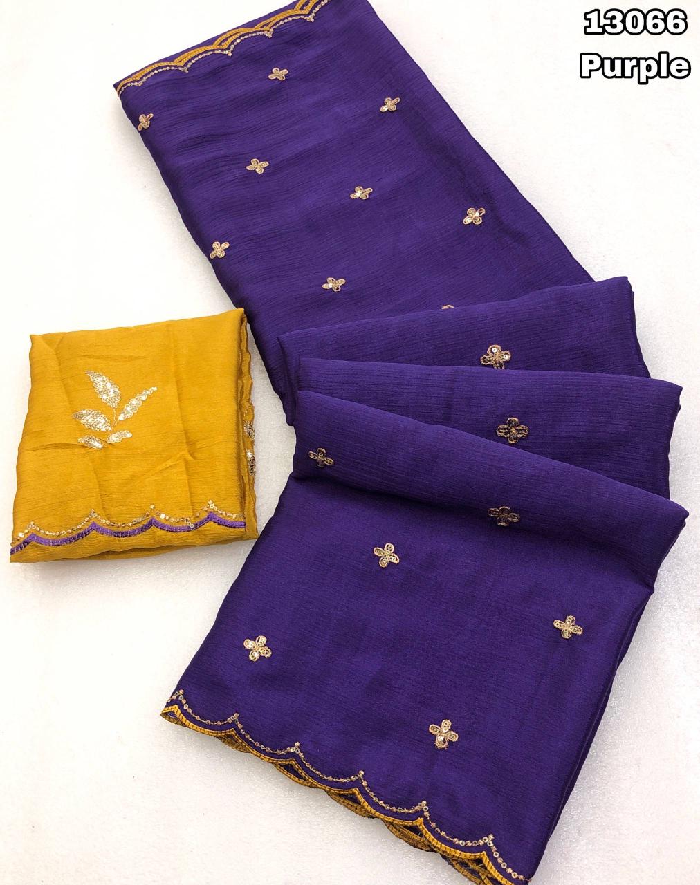 timeless elegance with this exquisite Chinon fabric saree
