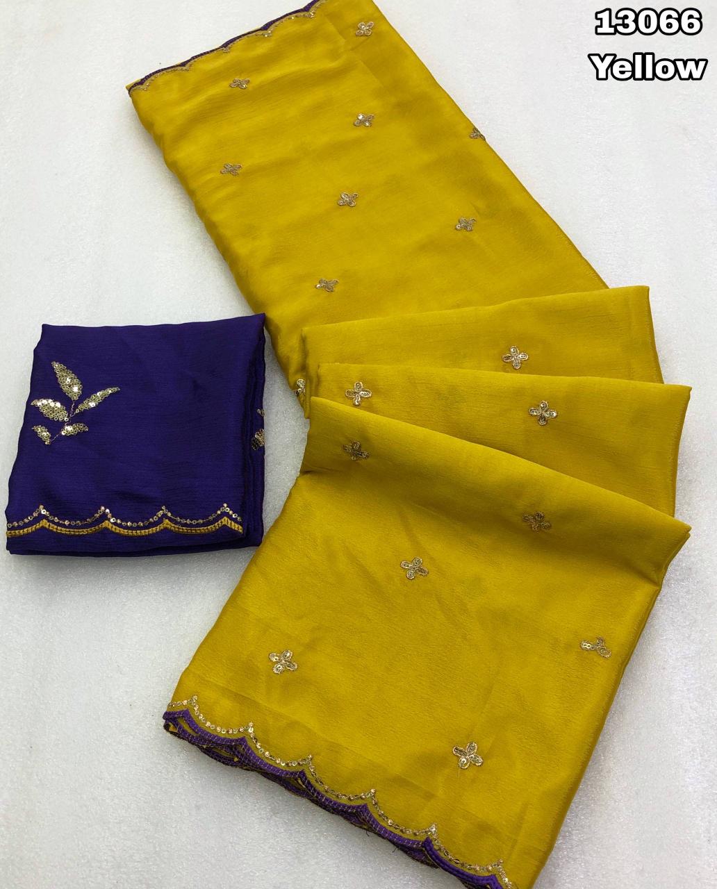 timeless elegance with this exquisite Chinon fabric saree