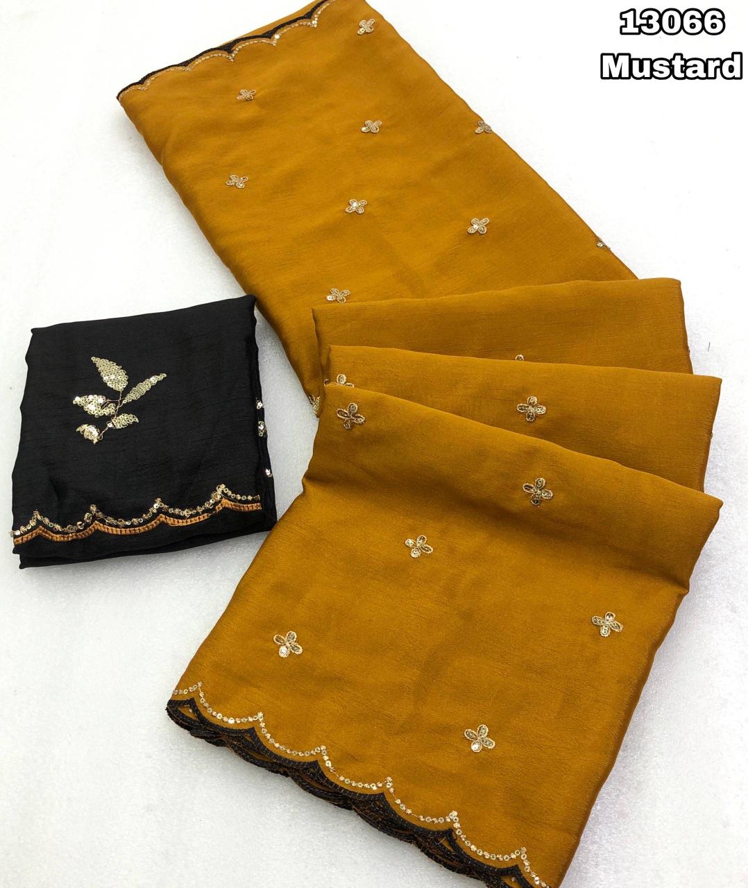 timeless elegance with this exquisite Chinon fabric saree