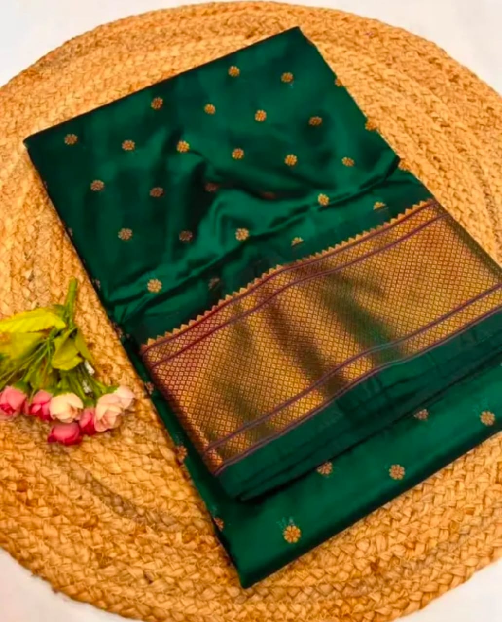 Green saree with gold patterns silk saree 