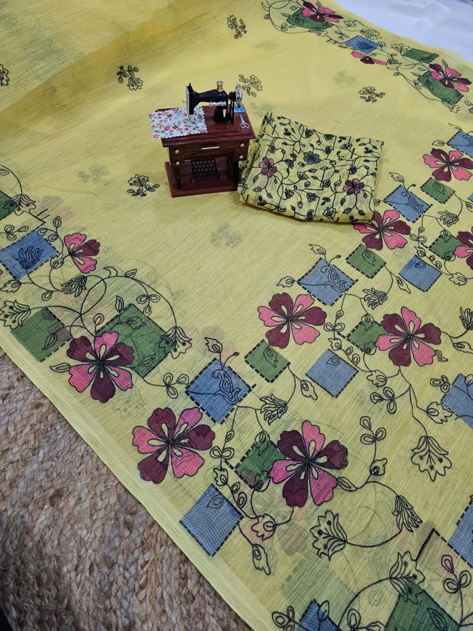 flowering printed design cotton saree