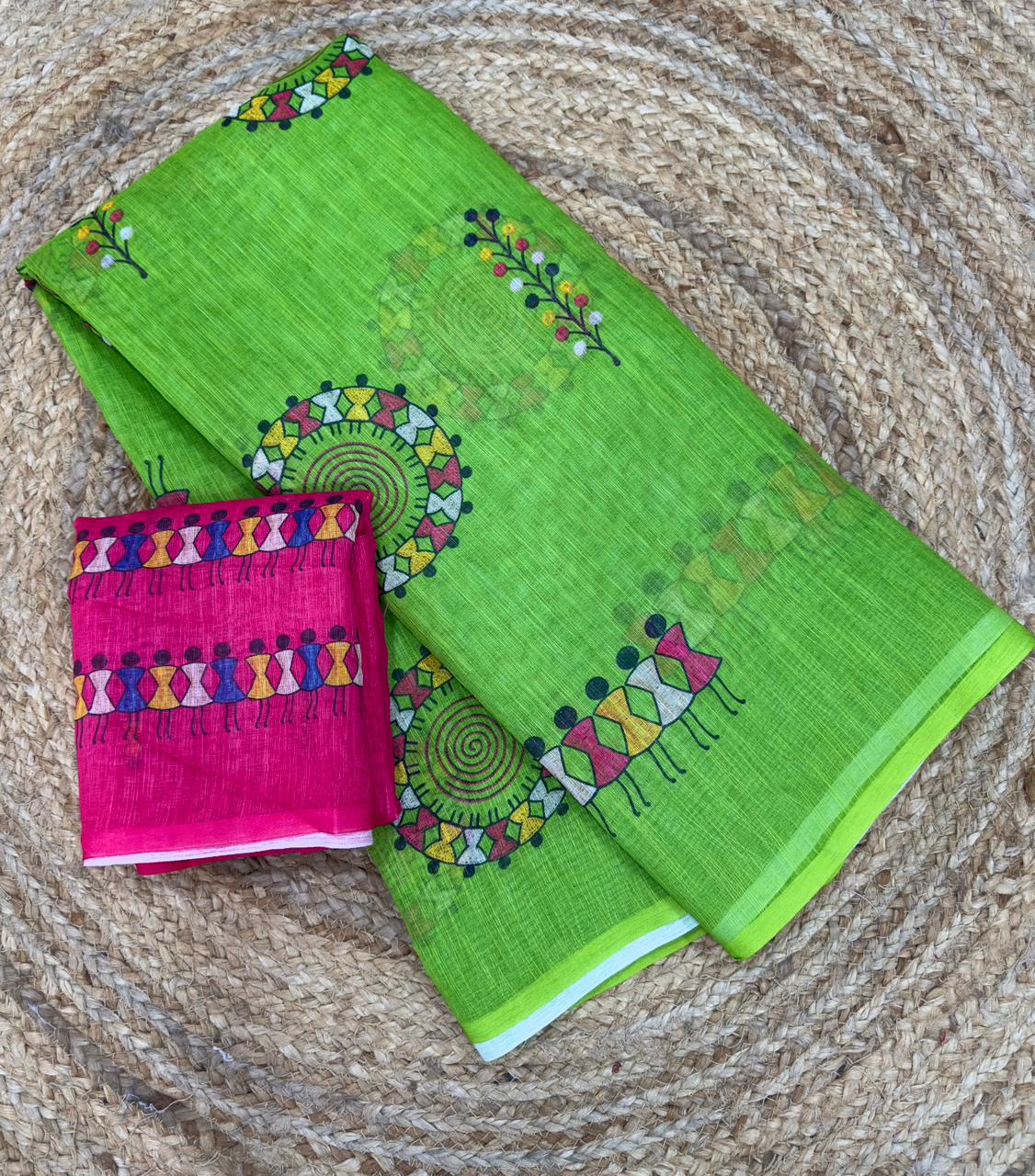 summer cotton saree with warli print
