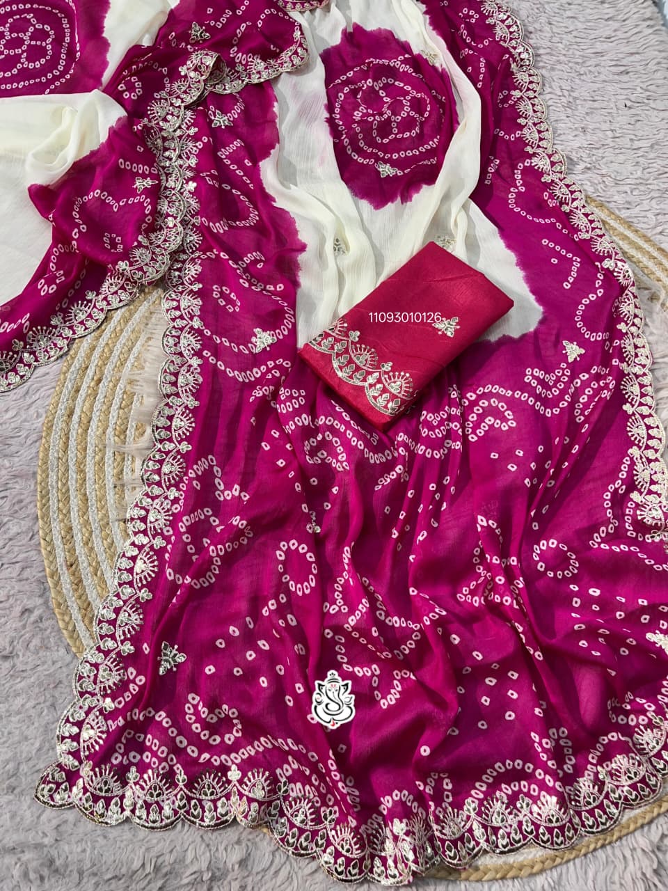 Bandhani Mothda Design Saree