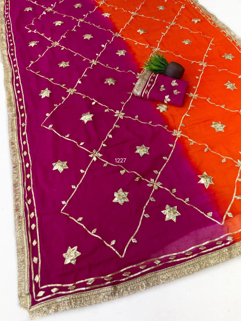 Original Hand Charkhi Gotta Work Saree