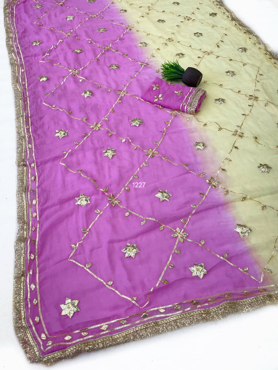 Original Hand Charkhi Gotta Work Saree