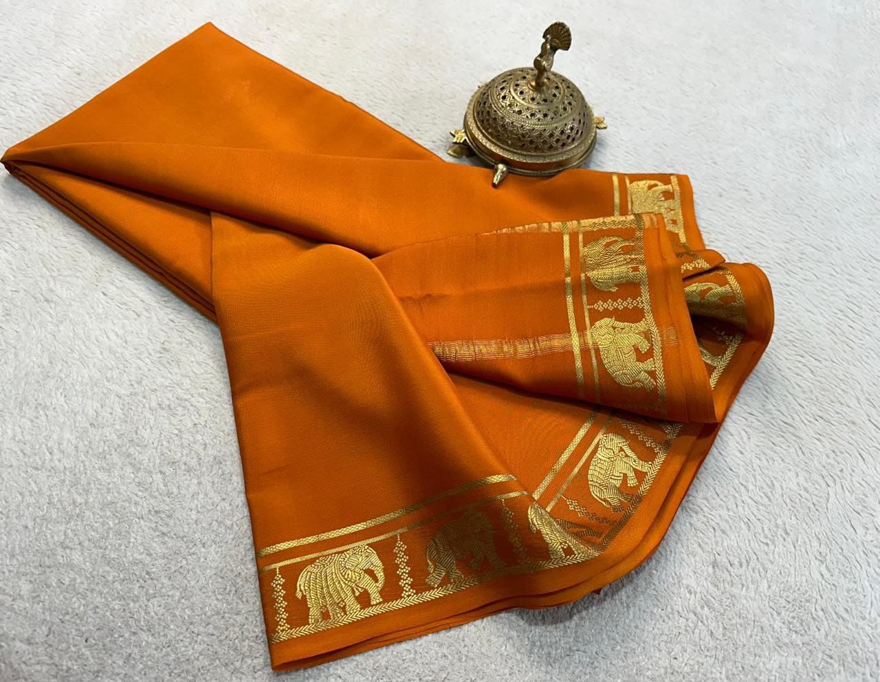 elephant desgin semi Mysore silk saree