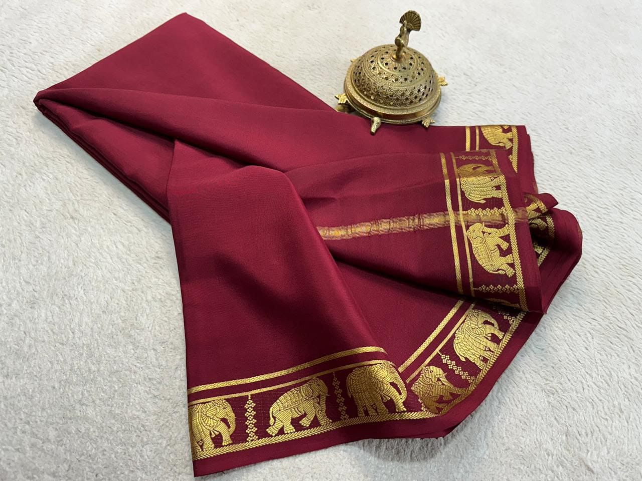 elephant desgin semi Mysore silk saree