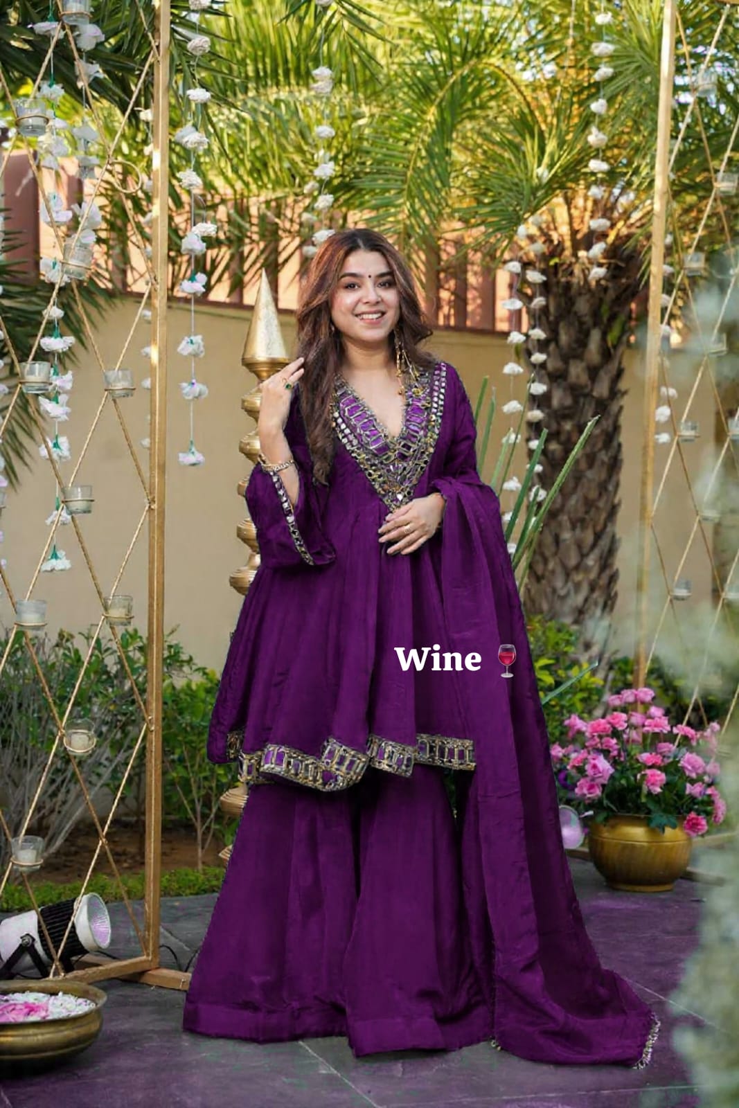 Heavy quality chinon silk fabric designer festival wear 3pcs peplum dress with original mirror work