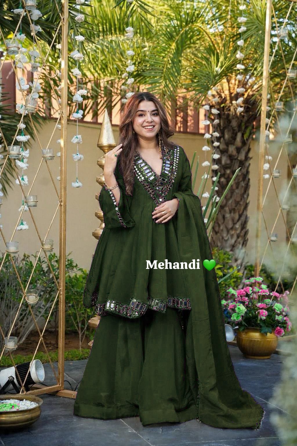 Heavy quality chinon silk fabric designer festival wear 3pcs peplum dress with original mirror work