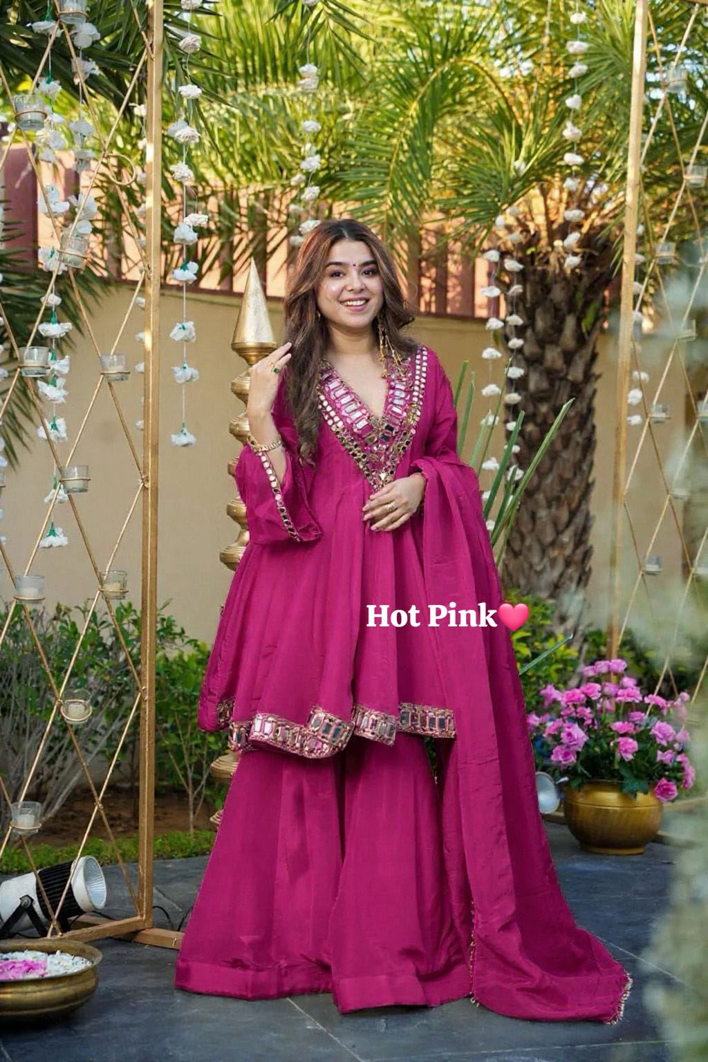 Heavy quality chinon silk fabric designer festival wear 3pcs peplum dress with original mirror work