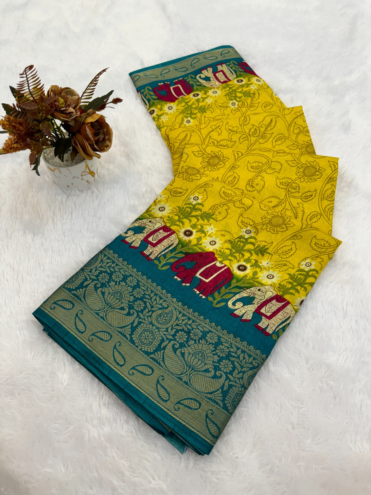 Two traditional patterned fabrics saree